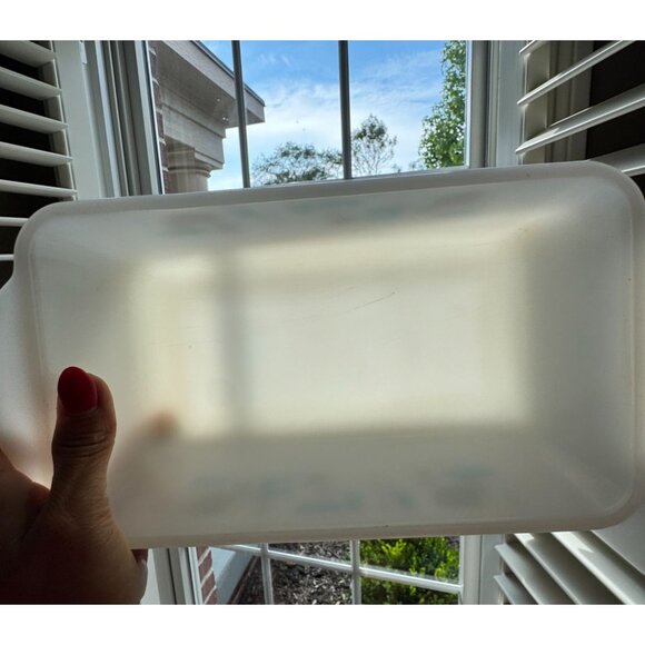 Vintage Fire King Atomic Blue Heaven Loaf Pan 5.5" X 10.5" X 2.5" White Glass - Picture 7 of 9